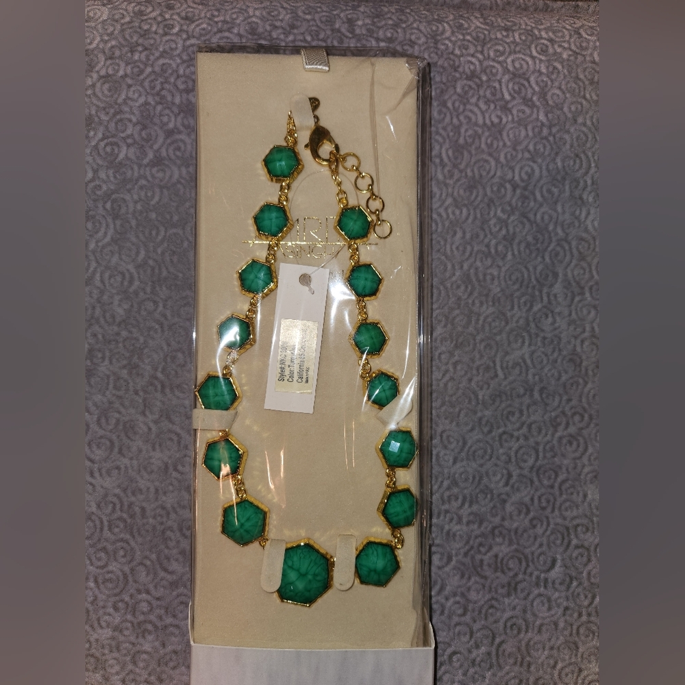 NWT Amrita Singh - Turquois Faceted Graduated Gold Tone Bib Necklace *SEALED*